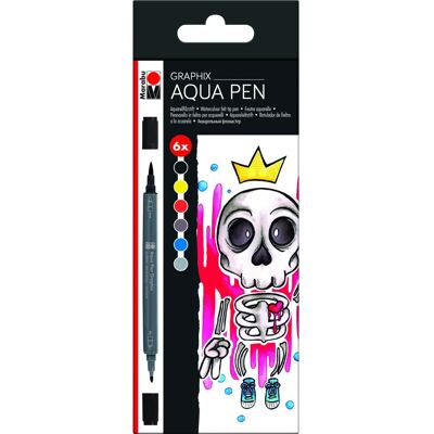 Feutre Aqua Pen Graphix Marabu - Feutre - 6 pcs - Publicité Feutre Aqua Pen Graphix Marabu - Feutre - 6 pcs - Publicité