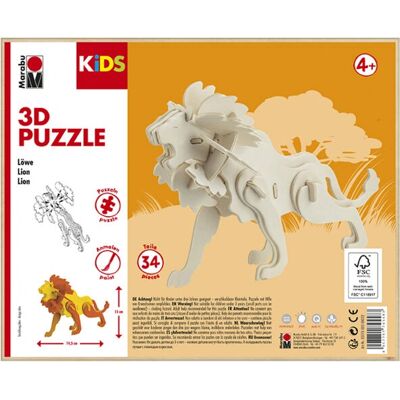 Marabu 0317000000022 Puzzle - 3D Wooden Lion - 34 pcs Marabu 0317000000022 Puzzle - 3D Wooden Lion - 34 pcs