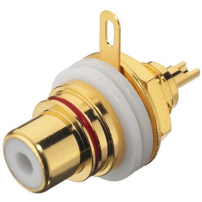 Monacor T-710GI Draadconnector - High-End RCA Jack, Zwart, Goud, Rood Monacor T-710GI Draadconnector - High-End RCA Jack, Zwart, Goud, Rood