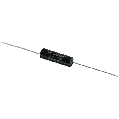 Condensateur Monacor MKPA-10 - Noir - Film MKP de Haute Qualité - 250V - Design Axial - Publicité Condensateur Monacor MKPA-10 - Noir - Film MKP de Haute Qualité - 250V - Design Axial - Publicité