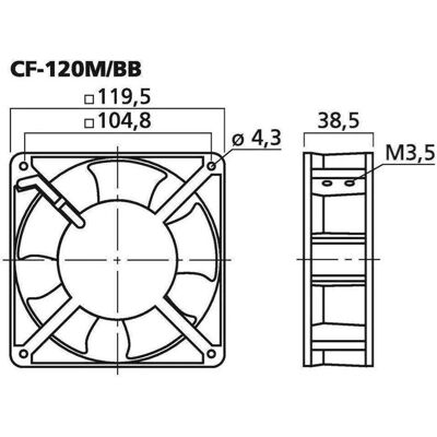 Monacor CF-120M/BB Schwarz Aluminium Axial-Lüfter - Axial Lüfter Monacor CF-120M/BB Schwarz Aluminium Axial-Lüfter - Axial Lüfter