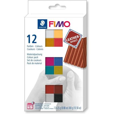 Argile de Modéliser Effet Cuir Staedtler FIMO - 12 Couleurs - 300g - Publicité Argile de Modéliser Effet Cuir Staedtler FIMO - 12 Couleurs - 300g - Publicité