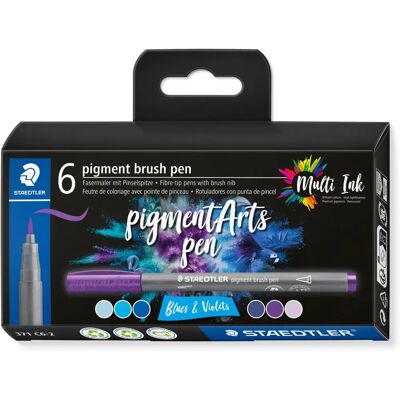 Staedtler Pigment Arts Viltstiften Set Van 6 Blauw en Violet Staedtler Pigment Arts Viltstiften Set Van 6 Blauw en Violet