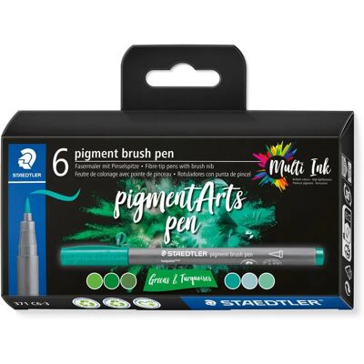 Staedtler Grünes & Türkises Filzstift - Künstlerpinsel-Set, 6 Stück Staedtler Grünes & Türkises Filzstift - Künstlerpinsel-Set, 6 Stück