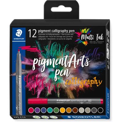 Staedtler Pigment Arts Calligraphy Pen - Flerfarget 12 stk Staedtler Pigment Arts Calligraphy Pen - Flerfarget 12 stk