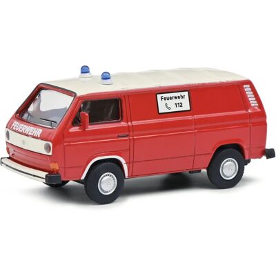 Schuco VW T3 Transporter Brandkår - röd/vit - 1:64 - Modell i zink Schuco VW T3 Transporter Brandkår - röd/vit - 1:64 - Modell i zink