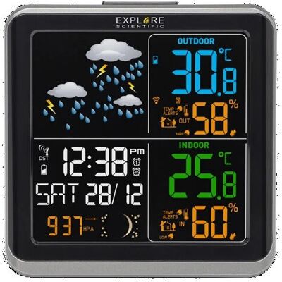 Explore Scientific WSH4008C Wetterstation - Farbdisplay, Innen/Außen Temperatur & Luftfeuchtigkeit Explore Scientific WSH4008C Wetterstation - Farbdisplay, Innen/Außen Temperatur & Luftfeuchtigkeit