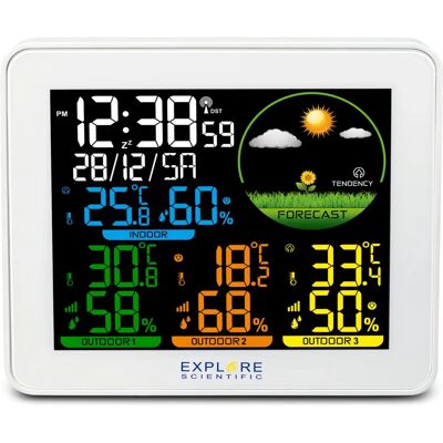 Explore Scientific WSH4005C Wetterstation - Funksteuerung, 3 Sensoren, Temperatur & Luftfeuchtigkeit Explore Scientific WSH4005C Wetterstation - Funksteuerung, 3 Sensoren, Temperatur & Luftfeuchtigkeit