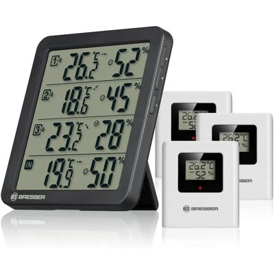 BRESSER Quadro NV Thermo-Hygrometer mit 3 Funk-Sensoren - Innen & Außen BRESSER Quadro NV Thermo-Hygrometer mit 3 Funk-Sensoren - Innen & Außen