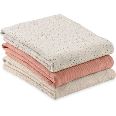 Hauck Mulltücher - 3er Set, 80x80cm - Beige Dots / Cork / Beige Hauck Mulltücher - 3er Set, 80x80cm - Beige Dots / Cork / Beige