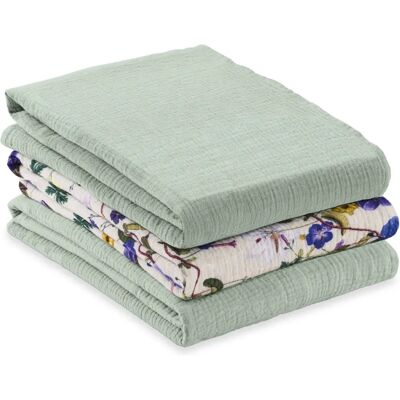 Hauck Lingettes en Mousseline - Sage / Beige / Floral - 3 Pièces - Publicité Hauck Lingettes en Mousseline - Sage / Beige / Floral - 3 Pièces - Publicité