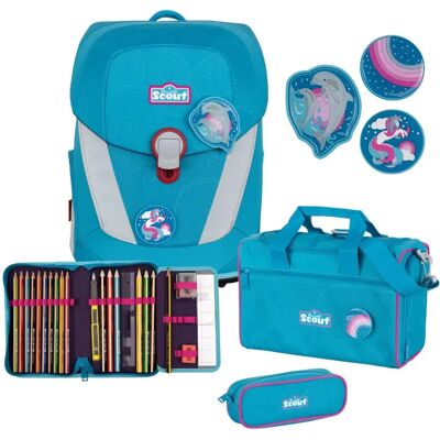 Scout Sunny II Grüner Schulranzen-Set mit Delfinen - Ergonomisch & Recycelt Scout Sunny II Grüner Schulranzen-Set mit Delfinen - Ergonomisch & Recycelt