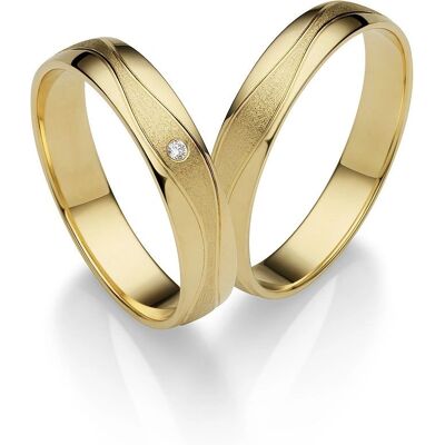 FIRETTI Gold Ehering mit Diamant - 4mm, 375 Gold, Größe 57 FIRETTI Gold Ehering mit Diamant - 4mm, 375 Gold, Größe 57