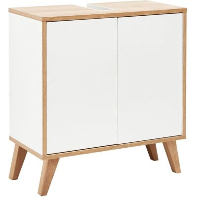 Fackelmann Finn Waschbeckenunterschrank - 60cm, Weiß & Eiche Fackelmann Finn Waschbeckenunterschrank - 60cm, Weiß & Eiche