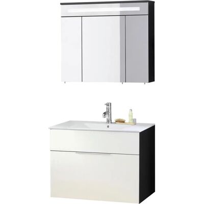 FACKELMANN KARA Badmöbel-Set - Wandhängend, 80cm, Weiß & Anthrazit FACKELMANN KARA Badmöbel-Set - Wandhängend, 80cm, Weiß & Anthrazit
