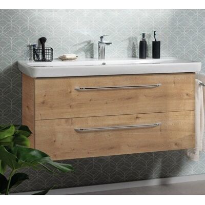 Fackelmann MILANO Badmöbel Set - Wandmontage, 2 Schubladen, Keramikwaschbecken Fackelmann MILANO Badmöbel Set - Wandmontage, 2 Schubladen, Keramikwaschbecken