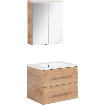 FACKELMANN B.Perfekt 3-teiliges Badezimmer-Set - Wandmontage, Eichenoptik, 60cm FACKELMANN B.Perfekt 3-teiliges Badezimmer-Set - Wandmontage, Eichenoptik, 60cm