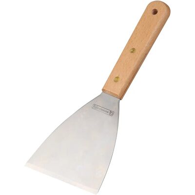 Spatola in acciaio inox FM Professional per plancha - Manico in legno ergonomico Spatola in acciaio inox FM Professional per plancha - Manico in legno ergonomico
