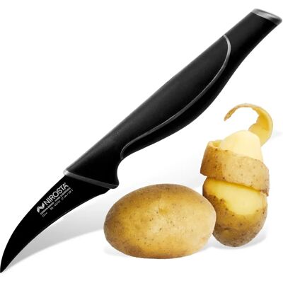 Couteau de Cuisine Nirosta Black Edition - 19cm, lame incurvée, 7cm Couteau de Cuisine Nirosta Black Edition - 19cm, lame incurvée, 7cm