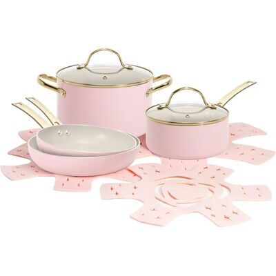 Paris Hilton Pink 10-Piece Cookware Set - Kitchenware Paris Hilton Pink 10-Piece Cookware Set - Kitchenware