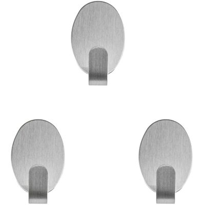 Fackelmann Modèle 61441 Crochets muraux adhésifs en acier inoxydable, lot de 3 Fackelmann Modèle 61441 Crochets muraux adhésifs en acier inoxydable, lot de 3