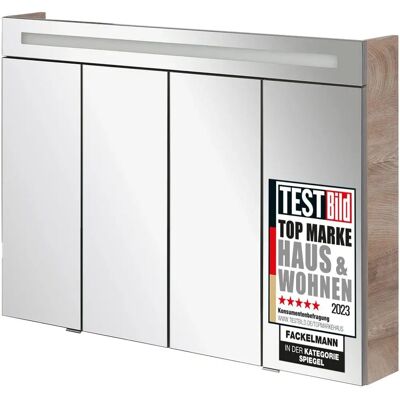 FACKELMANN Twindy Badspiegelschrank - 110cm, 4 Türen, Grau FACKELMANN Twindy Badspiegelschrank - 110cm, 4 Türen, Grau