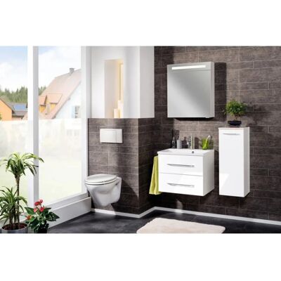 FACKELMANN Weißes Badezimmermöbel - 30x81x32 cm, Tür wechselbar, MDF FACKELMANN Weißes Badezimmermöbel - 30x81x32 cm, Tür wechselbar, MDF