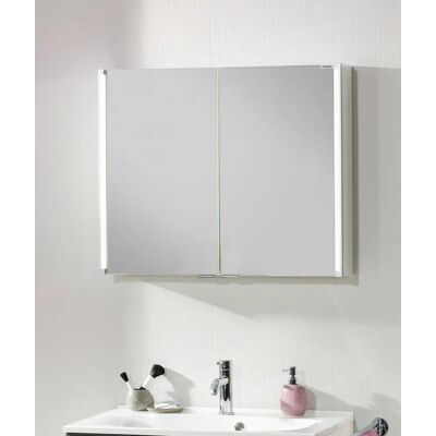 FACKELMANN LED-LINE Spiegelschrank - 81cm Breit, 2 Türen, Weiß FACKELMANN LED-LINE Spiegelschrank - 81cm Breit, 2 Türen, Weiß