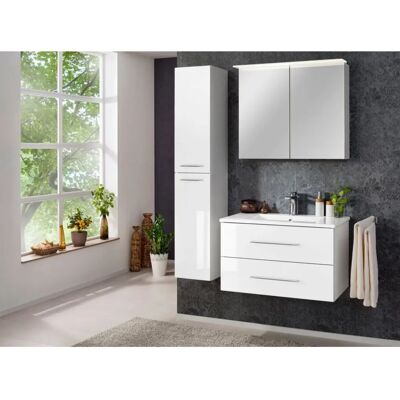 FACKELMANN PE 80 Weiß Badezimmerspiegel Schrank mit LED-Beleuchtung - Badezimmeraufbewahrung FACKELMANN PE 80 Weiß Badezimmerspiegel Schrank mit LED-Beleuchtung - Badezimmeraufbewahrung