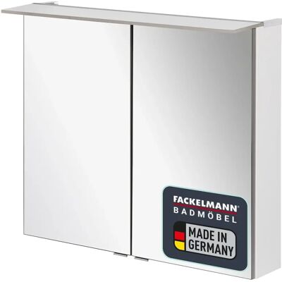 FACKELMANN PE 80 Weiß Badezimmerspiegel Schrank mit LED-Beleuchtung - Badezimmeraufbewahrung FACKELMANN PE 80 Weiß Badezimmerspiegel Schrank mit LED-Beleuchtung - Badezimmeraufbewahrung