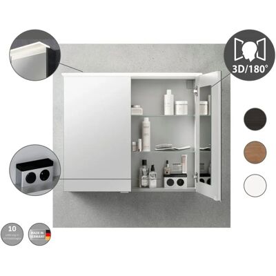 FACKELMANN Weiß LED-Spiegelschrank - Modernes Badmöbel FACKELMANN Weiß LED-Spiegelschrank - Modernes Badmöbel
