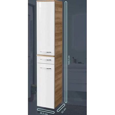 FACKELMANN Milano Badschrank - Verstellbare Scharniere, Glaseinlegeböden, Soft-Close FACKELMANN Milano Badschrank - Verstellbare Scharniere, Glaseinlegeböden, Soft-Close