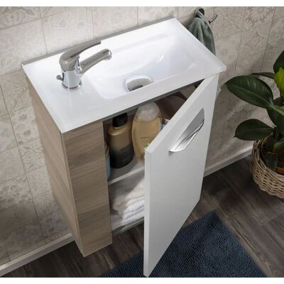 FACKELMANN Waschbeckenunterschrank - 45cm, Braun/Weiß, Wandmontage FACKELMANN Waschbeckenunterschrank - 45cm, Braun/Weiß, Wandmontage