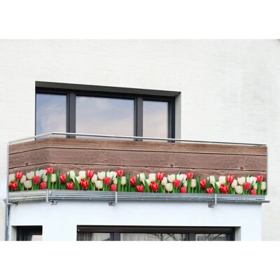MAXIMEX Osłona balkonu - Wzór tulipana, 5m x 85cm, UV-odporny MAXIMEX Osłona balkonu - Wzór tulipana, 5m x 85cm, UV-odporny