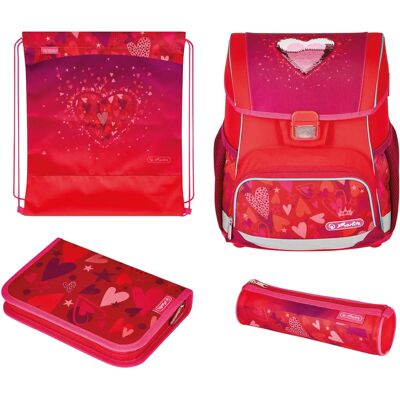 Herlitz Loop Plus Sweet Hearts - Czerwony - 16L - Zestaw plecaków szkolnych Herlitz Loop Plus Sweet Hearts - Czerwony - 16L - Zestaw plecaków szkolnych