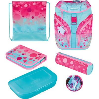 Herlitz SoftLight Plus GreenLine Pink Bubbles Schulranzen-Set - Rucksack, Brotdose, Federtasche Herlitz SoftLight Plus GreenLine Pink Bubbles Schulranzen-Set - Rucksack, Brotdose, Federtasche