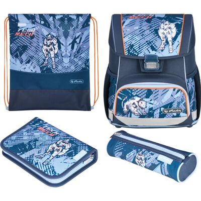 Set Zaino Scolastico Herlitz Loop Plus TechMech - Blu, Arancione, Verde Set Zaino Scolastico Herlitz Loop Plus TechMech - Blu, Arancione, Verde