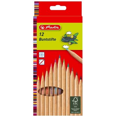 Herlitz Buntstifte - 12er Set Naturholz - 7er Pack rot, blau, silber, rosa Herlitz Buntstifte - 12er Set Naturholz - 7er Pack rot, blau, silber, rosa