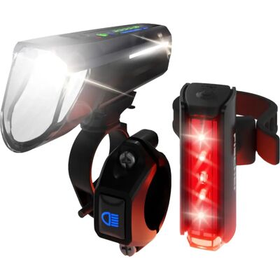 Conjunto de luces de bicicleta Fischer PLUS 100/130 - Juego de iluminación para bicicleta Conjunto de luces de bicicleta Fischer PLUS 100/130 - Juego de iluminación para bicicleta