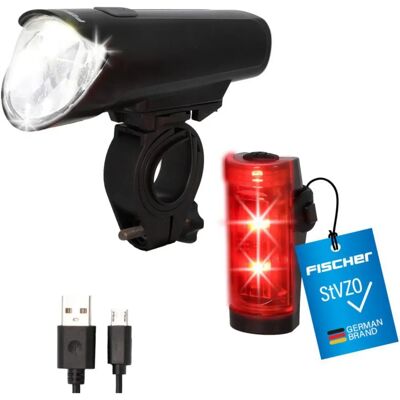 Fischer Fahrrad-LED-Beleuchtungs-Set - 45 Lux, Bis zu 20h, StVZO Zugelassen Fischer Fahrrad-LED-Beleuchtungs-Set - 45 Lux, Bis zu 20h, StVZO Zugelassen
