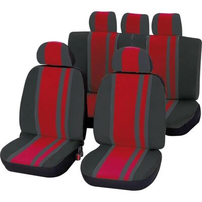 Ensemble de Housses de Siège Unitec 84958 - Rouge & Noir - 14 Pièces Ensemble de Housses de Siège Unitec 84958 - Rouge & Noir - 14 Pièces