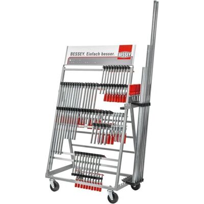 Bessey Modèle - Chariot de serre-joints - Structure métallique très résistante sur roues - Publicité Bessey Modèle - Chariot de serre-joints - Structure métallique très résistante sur roues - Publicité