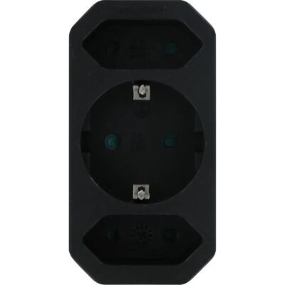 Kopp Elektrotechnik Kopp 177605002 - Adapter mit 2 Euro & 1 Schuko - 3-Wege 250V 16A - Schwarz Kopp Elektrotechnik Kopp 177605002 - Adapter mit 2 Euro & 1 Schuko - 3-Wege 250V 16A - Schwarz