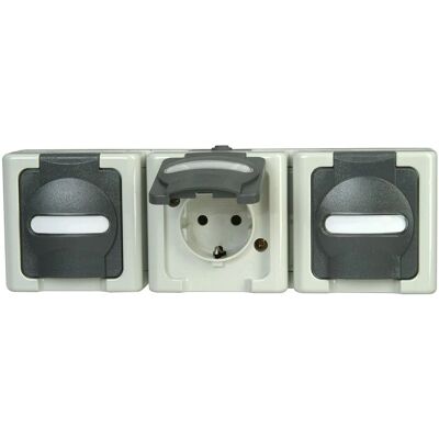 Kopp Elektrotechnik Grau IP44 3-fach Aufputz-Steckdose Kopp Elektrotechnik Grau IP44 3-fach Aufputz-Steckdose