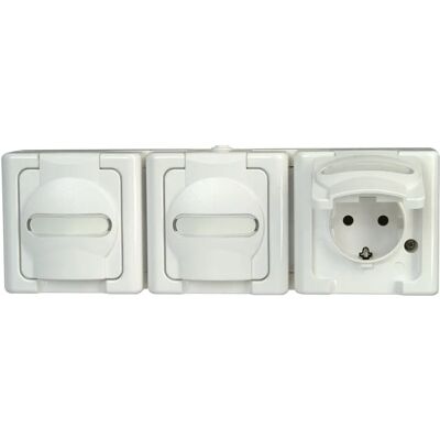 Kopp Arctic White 3-Gang Weatherproof Power Outlet - Electrical Outlet Kopp Arctic White 3-Gang Weatherproof Power Outlet - Electrical Outlet