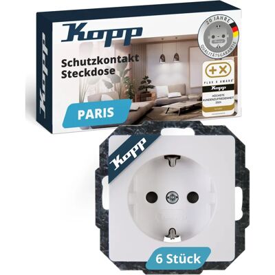 Conjunto de 6 Tomadas Brancas Paris da Kopp Conjunto de 6 Tomadas Brancas Paris da Kopp