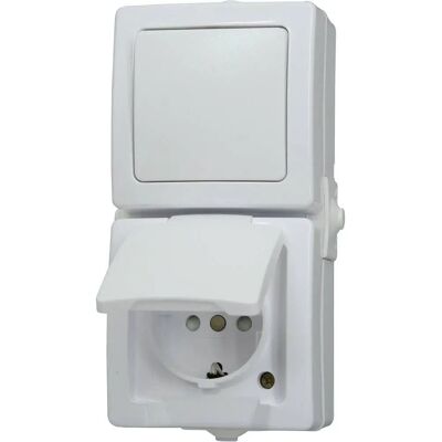 Kopp 138502009 Interrupteur et Prise - IP44, Blanc - Publicité Kopp 138502009 Interrupteur et Prise - IP44, Blanc - Publicité