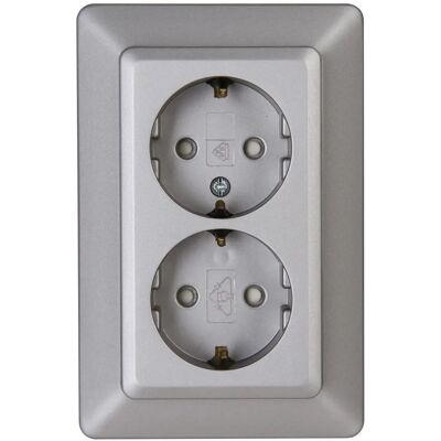 Kopp Milano Enchufe de protección de 2 canales acero inoxidable Kopp Milano Enchufe de protección de 2 canales acero inoxidable