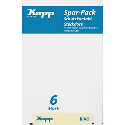 Kopp Rivo Profi-Pack - 6 Tomas de Tierra Protegidas - Enchufe eléctrico Kopp Rivo Profi-Pack - 6 Tomas de Tierra Protegidas - Enchufe eléctrico