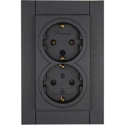 Kopp 2-Gang Wall Socket - IP20 - Anthracite - Part of Athenis Kopp 2-Gang Wall Socket - IP20 - Anthracite - Part of Athenis